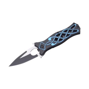 Fantasy Tattoo Design Action Assist Folding Knife 4.5" Closed